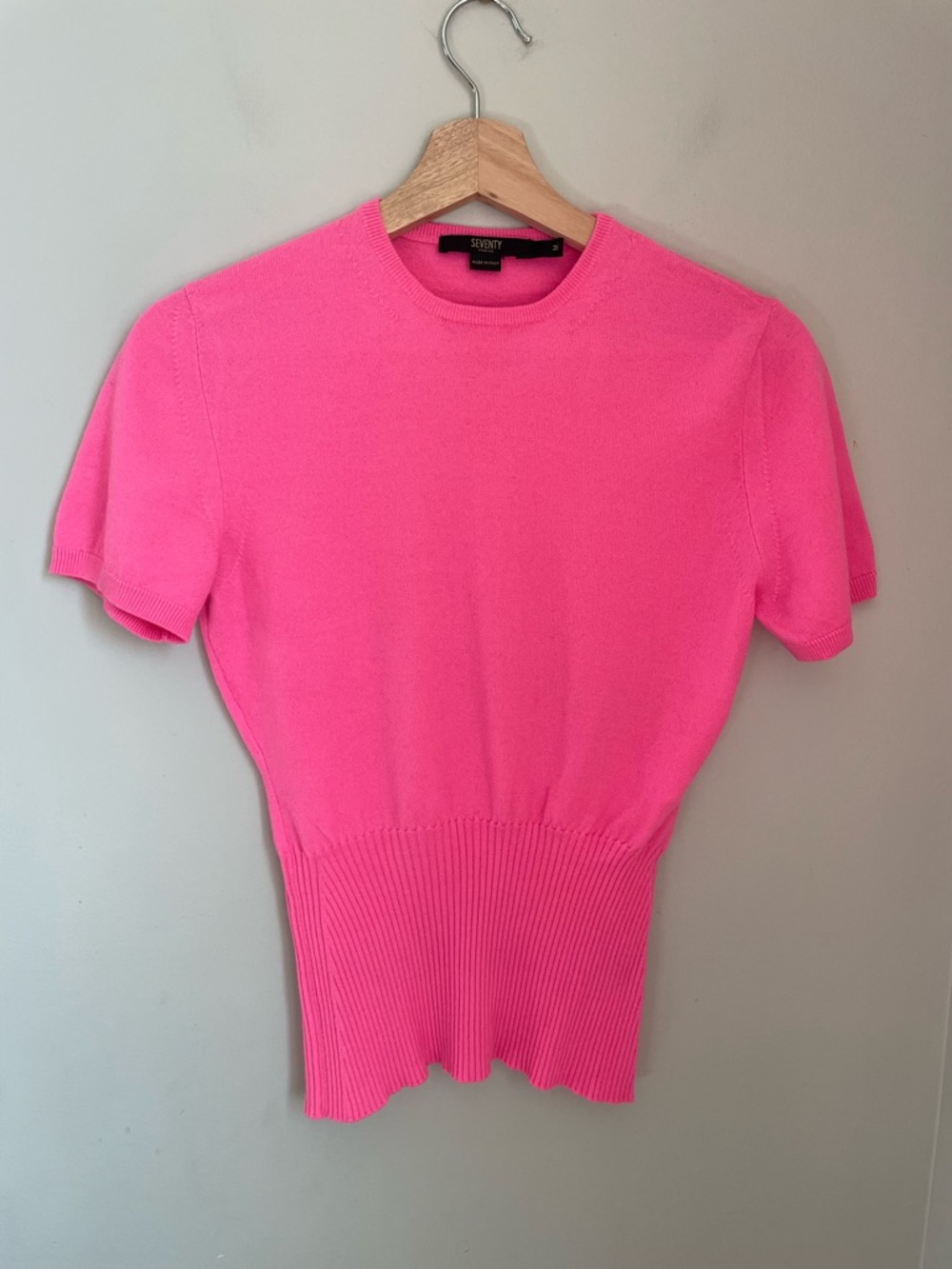 SEVENTY VENEZIA Wool Pink Ribbed Knit Sweater Top Size Medium Made in Italy